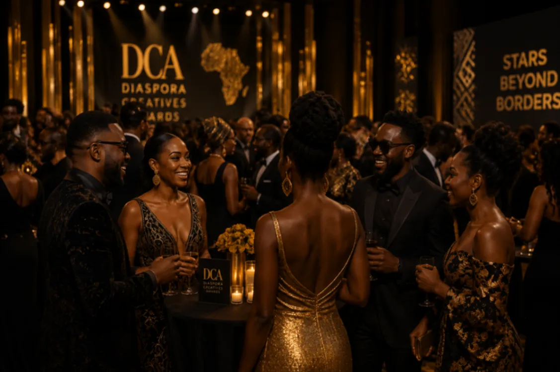African creatives gathering in an elegant awards setting